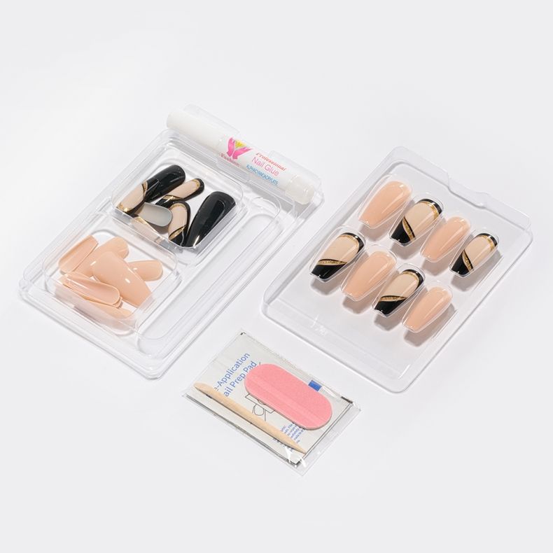 luxury_black_b Set mit künstlichen Fingernägeln in verschiedenen Farben und Formen, inklusive Kleber und Pflegewerkzeugen