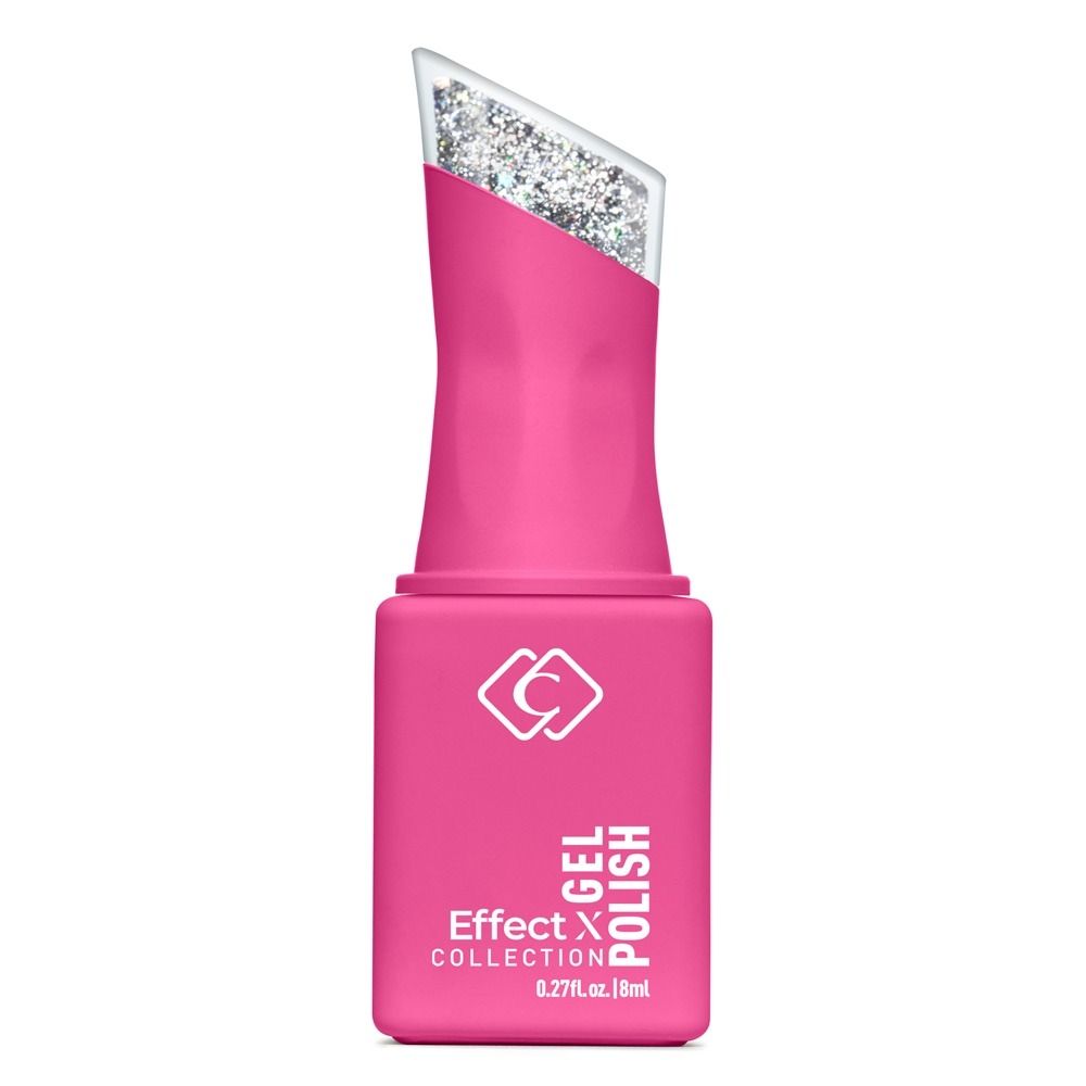 Effect Collection Gel Polish in Pink mit integriertem schrägem Pinsel und silbernem Glitzer-Gel, 8 ml