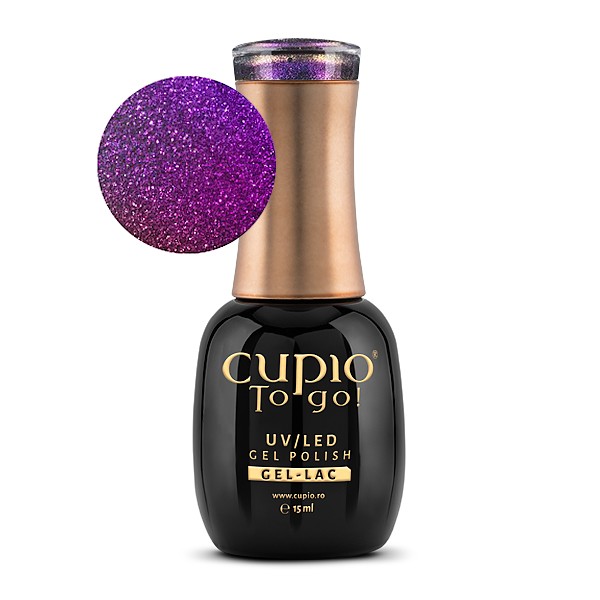 to_go_electric_purple_1 Cupio To go! UV/LED Gel Polish, 15 ml Flasche mit lila Glitzerfarbe