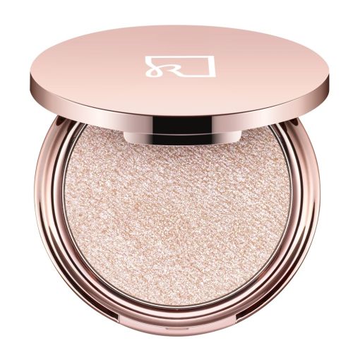 Ribells Double Fantasy Hybrid-Highlighter – Role Play Schimmerndes Puder mit rosa Deckel in kosmetischer Verpackung