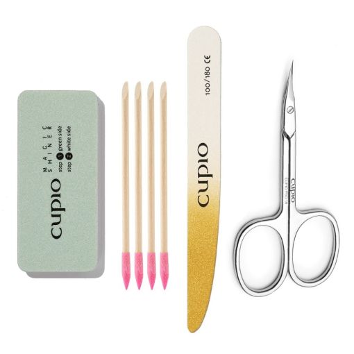 Cupio Maniküre-Set mit Feile, Buffer, Stäbchen, Schere
