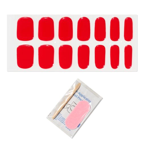 gel_nail_strips_classic_red_c7764_c Set mit roten Nagelaufklebern und Anwendungshilfen für eine schnelle Nagelverschönerung