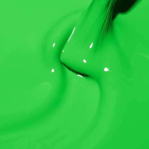 Detailaufnahme von leuchtend grüner Farbe, die für Malarbeiten geeignet ist.