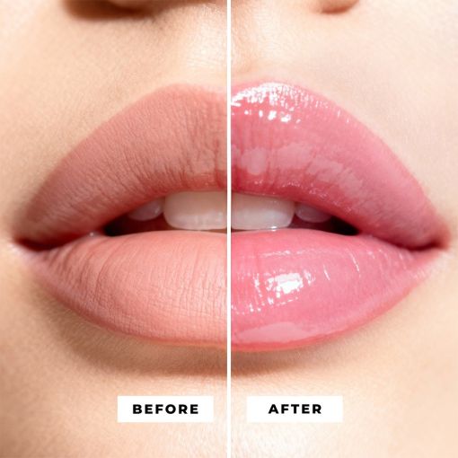 Lippen vorher und nachher mit Lippenpflege und Glanz