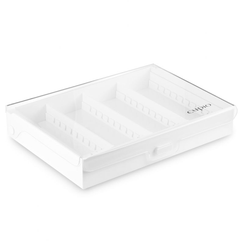 Transparenter weißer Organizer mit mehreren Fächern