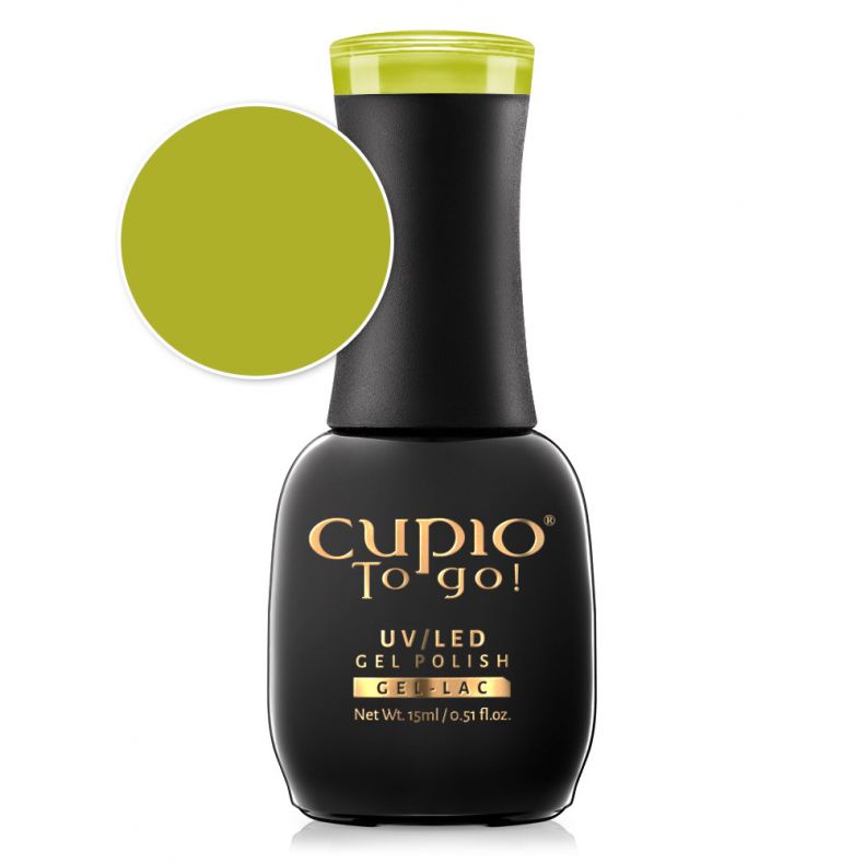 to_go_green_sheen Cupio To go! UV/LED Gel Polish Flasche mit grüner Lackfarbe