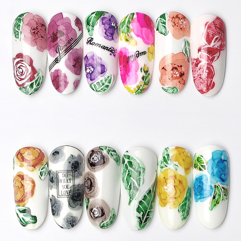 ink_chart_2_1JOXU3fqWXpEwE Nail Art Nägel in verschiedenen Farben mit Blumenmustern und inspirierenden Sprüchen