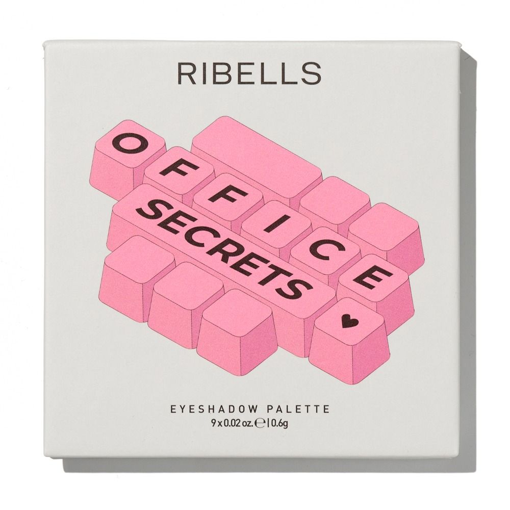 Verpackung der Ribells Office Secrets Meeting Ready Lidschatten-Palette mit 9 intensiv pigmentierten Nuancen in modernem rosa Design für natürliche bis elegante Looks