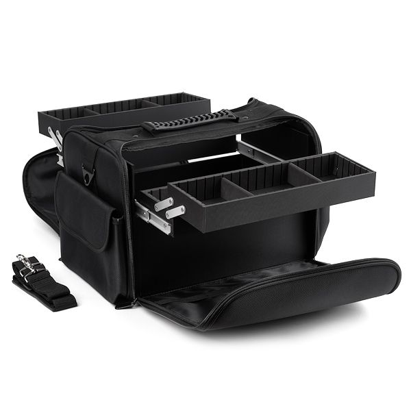 geanta_mup_black_c Schwarze Tasche mit herausziehbaren Fächern und abnehmbarem Schultergurt
