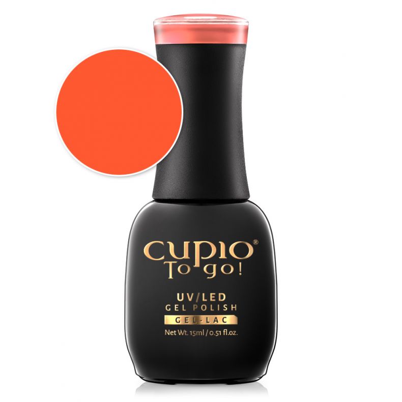 Cupio To go! UV/LED Gel Polish in strahlendem Orange, 15 ml Flasche