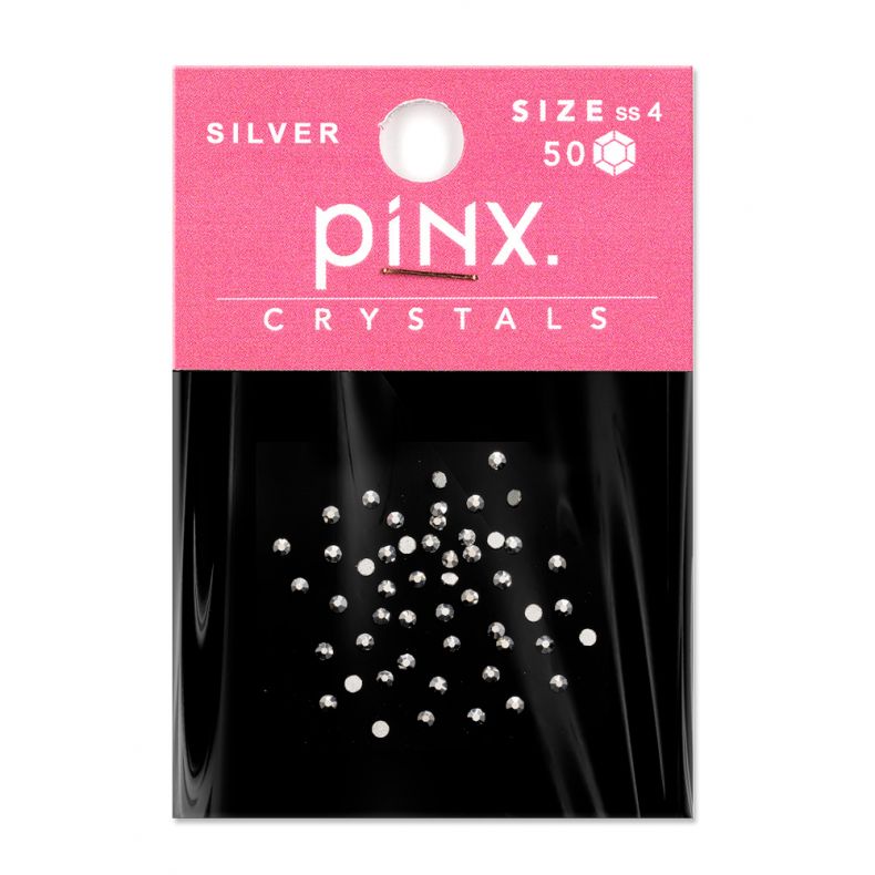 Paket mit 50 silbernen Strasssteinen der Größe SS4 von piNX