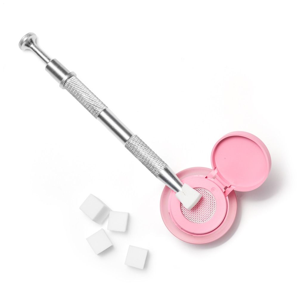 TapTap Baby Boomer Design Gel pinx. - End Game 2g von Cupio, geöffnetes rosa Döschen mit Dosierdeckel, Tap-Tap Nailart-Tool und Schwämmchen für Babyboomer-Farbverläufe