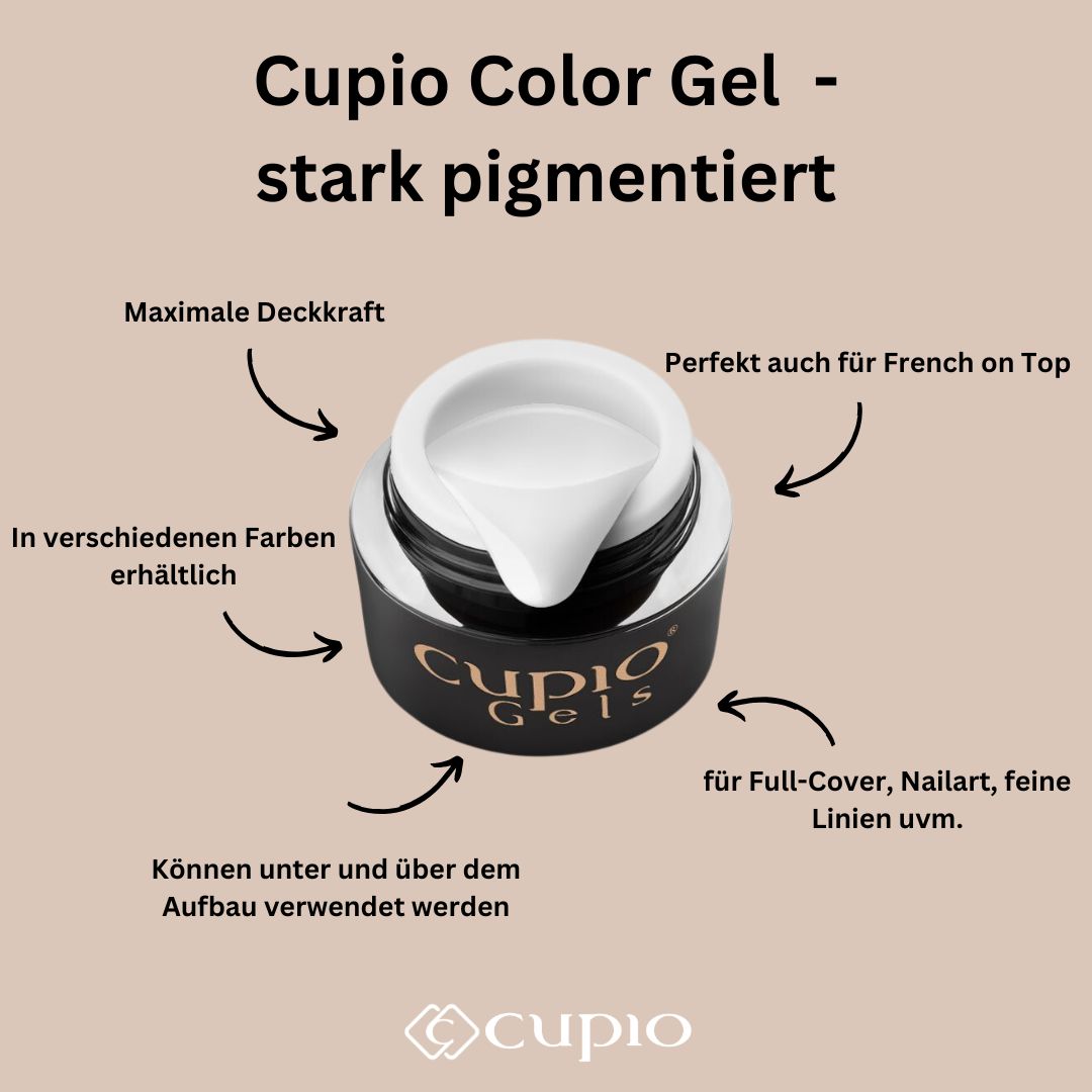 Cupio-Color-Gel-White-stark-pigmentiert Cupio Color Gel in verschiedenen Farben, ideal für French on Top und Nailart