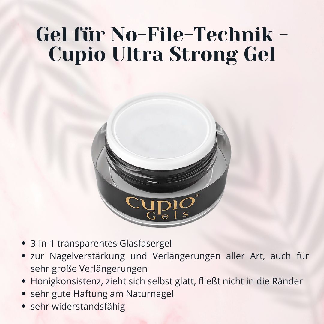 Gel-f-r-No-File-Technik-Cupio-Ultra-Strong-Gel Cupio Ultra Strong Gel in 3-in-1 Glasfasergel für Nagelverstärkung und Verlängerungen