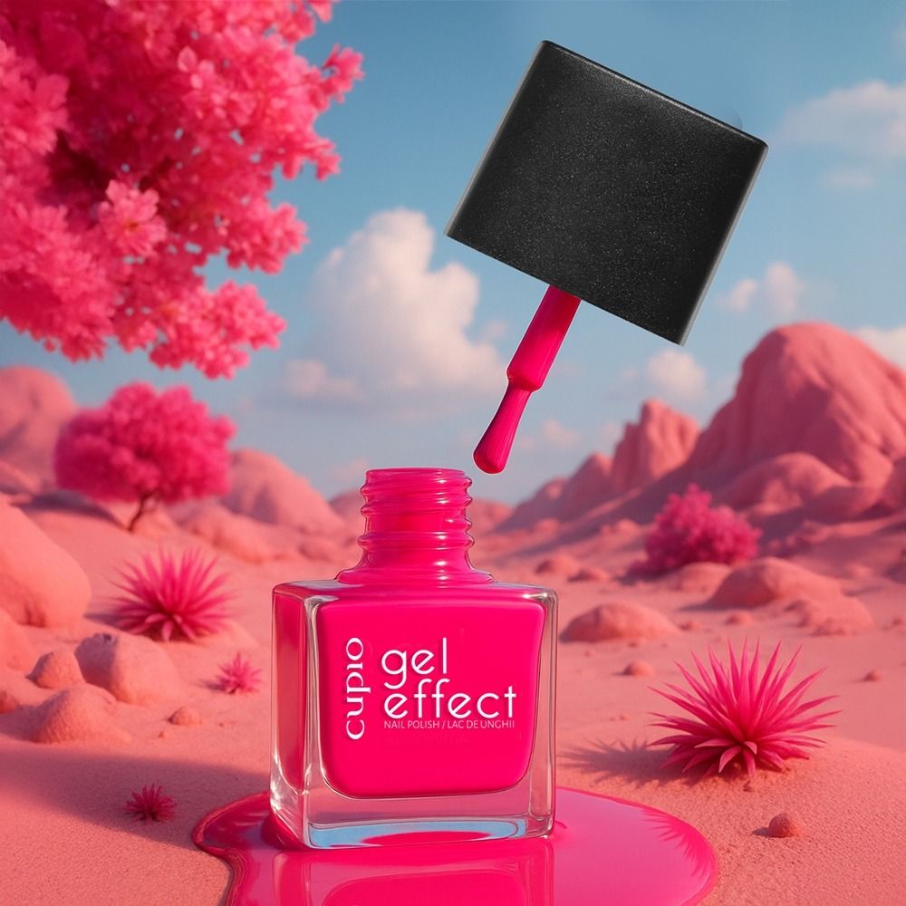 Farbenfroher Cupio Gel Effect Nagellack in Pink mit Pinsel