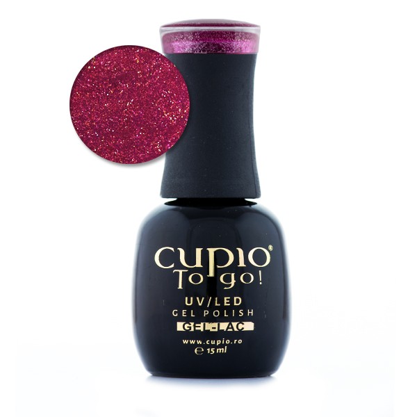 Cupio UV/LED Gel Nagellack in dunkler roter Farbe mit Glitzer, 15 ml
