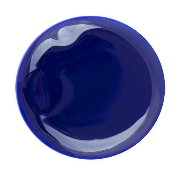 Runder blauer Keramik-Teller mit glänzender Oberfläche