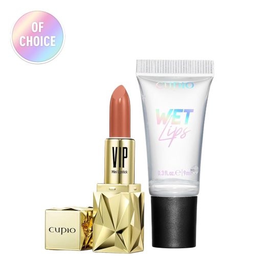 Cupio VIP Lippenstift in Goldetui mit Wet Lips Lipgloss