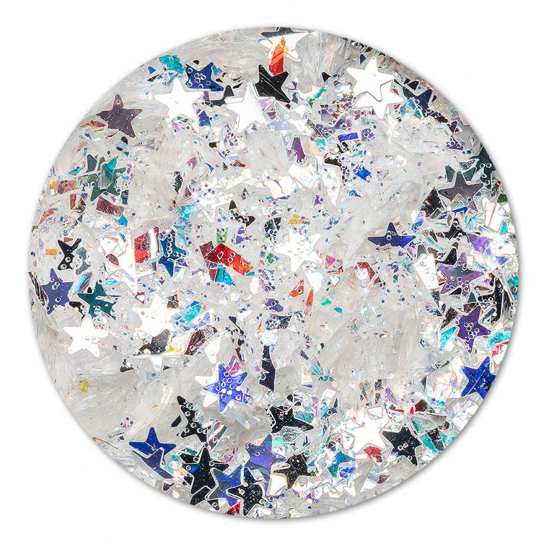 Bunte Sternen-Konfetti-Mischung in transparentem Material für kreative Bastelarbeiten
