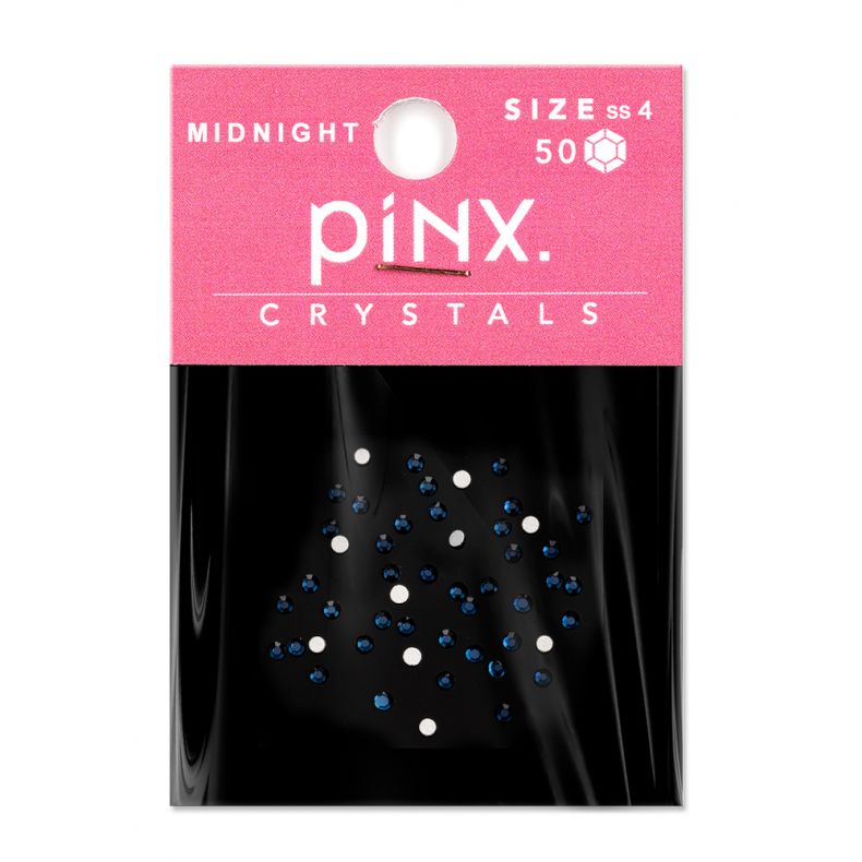 PinX Kristalle in der Farbe Midnight, Größe SS4, Packung mit 50 Stück