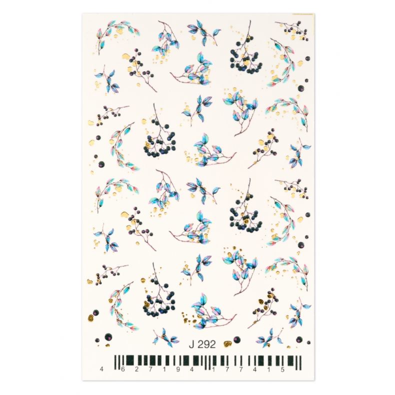 c6450 Floraler Design-Transfer mit bunten Blättern und Beeren auf hellem Hintergrund