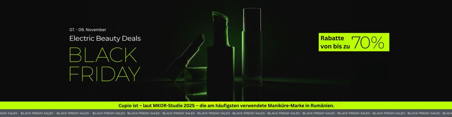 Kosmetikprodukte im Dunkeln mit Black Friday Rabatten