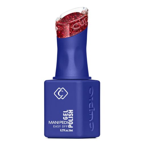 Blaues Cupio Mani Pedi Gel Polish mit Rotglitter