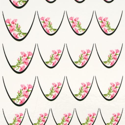 Stoffmuster mit rosa Blumen in Wellenform