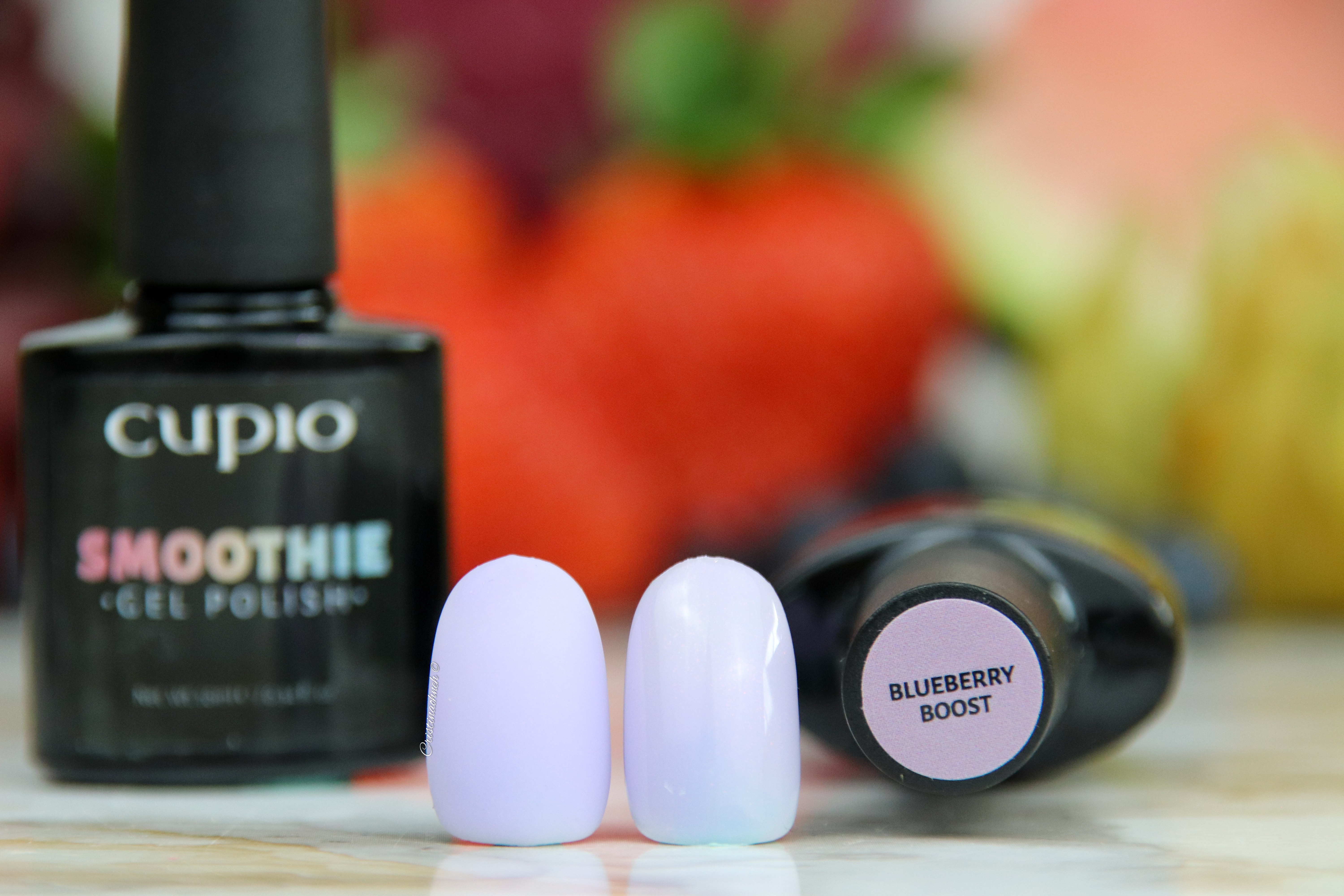 blueberryboost Cupio Smoothie Gel Nagellack mit Farbmustern in Blau und Lila