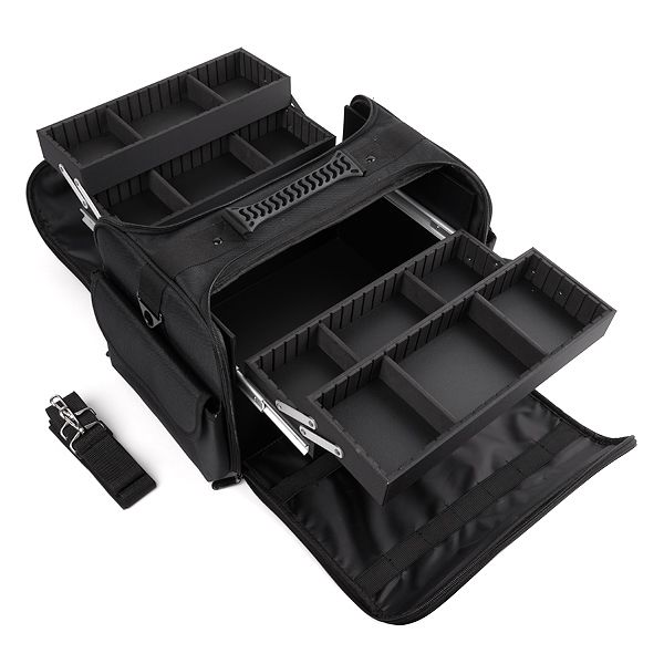 geanta_mup_black_b Schwarze Tasche mit mehreren Fächern zur Aufbewahrung von Werkzeugen und Zubehör