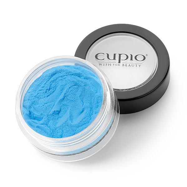 Transparenter Behälter mit blauem Farb-Pulver von Cupio für Nageldesign