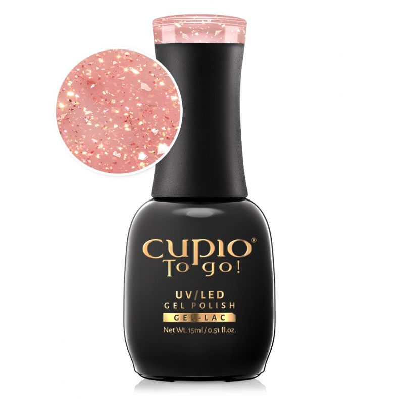 to_go_orange_blossom_honey Flasche mit Cupio UV/LED Gel Polish in Rosé und Glitzerpartikeln
