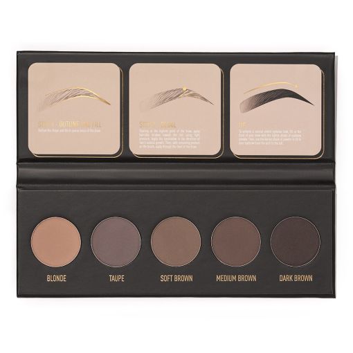 fab5_c7506_b Augenbrauen-Palette mit fünf Farben: Blonde, Taupe, Soft Brown, Medium Brown und Dark Brown.