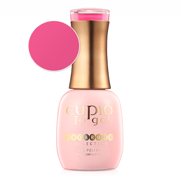 to_go_macarons_raspberry_vanilla Flasche mit pinkem Gel-Nagellack der Cupio To Go! Macarons Kollektion