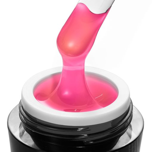 d0219_b Pinkes Gel beim Herausziehen aus einer Nagellack-Dose