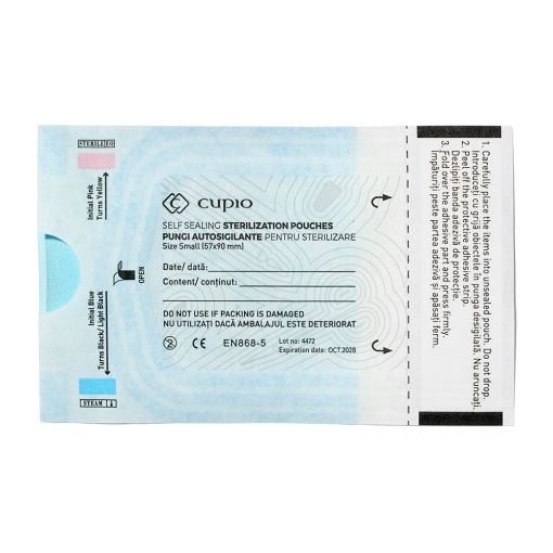 Cupio selbstklebende Sterilisationsbeutel 57 x 90 mm – 100 Stück.