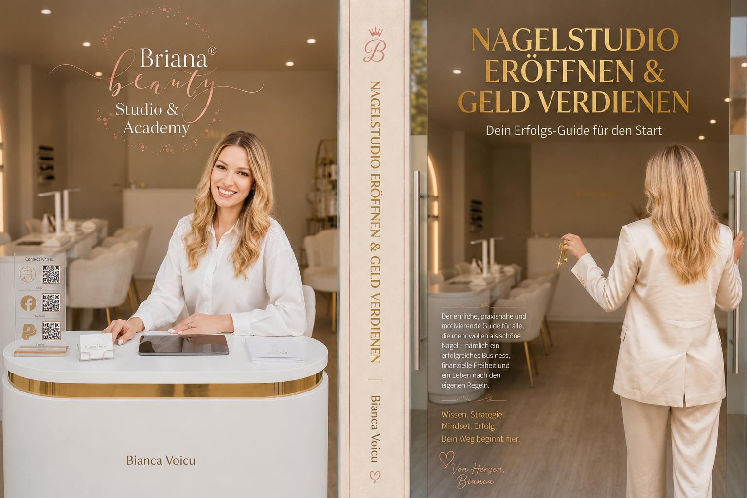 Nagelstudio eröffnen und Geld verdienen - Frontcover und Rückseite des Buches von Bianca Voicu